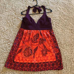 Studio Y New Without Tag Maroon Handkerchief Y2K‎ Halter Top Paisley Printed